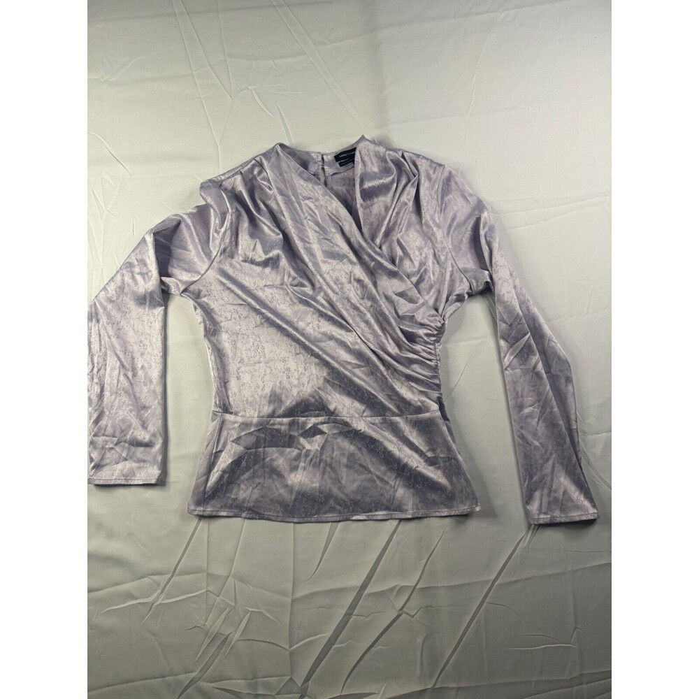 Something Navy Blouse Womens Size Small Wrap V Neck Lavender Long Sleeve